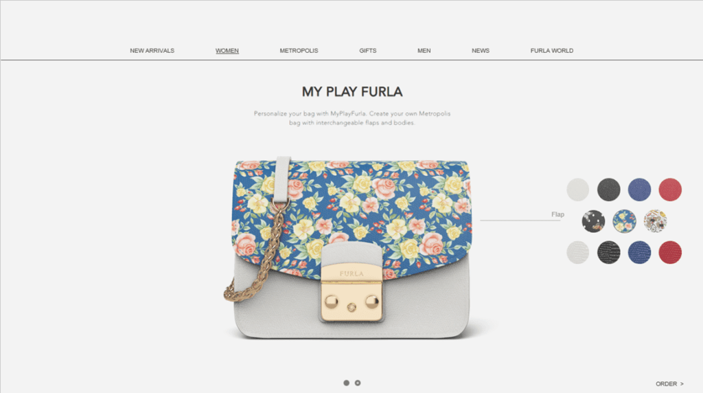 Configurateur produit interactif d’un sac à main Furla