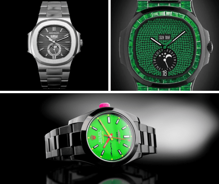 Immagini 3D di orologi personalizzati di Rolex e Patek Philippe Nautilus 5726