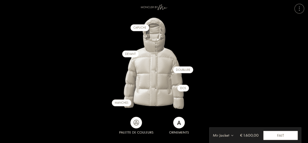 Moncler 3D product configurator