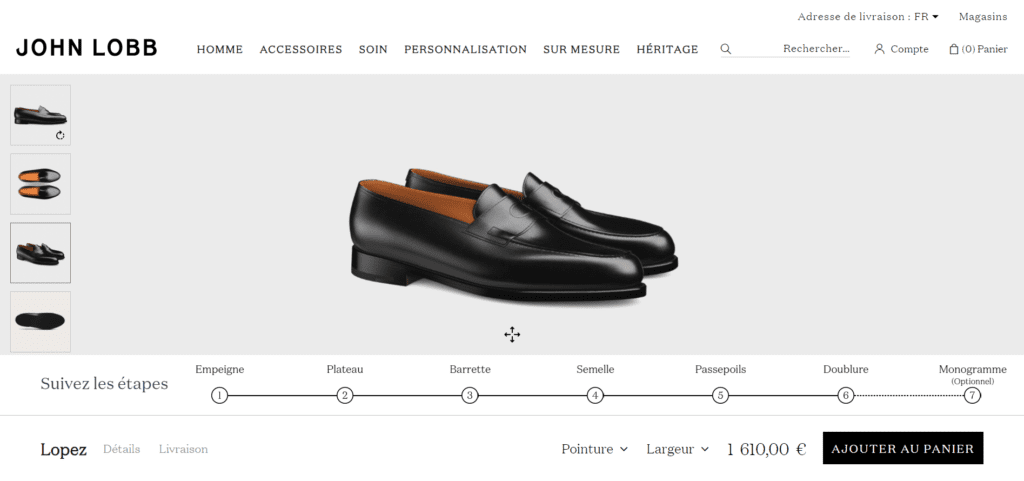 John Lobb 3D product configurator for e-commerce